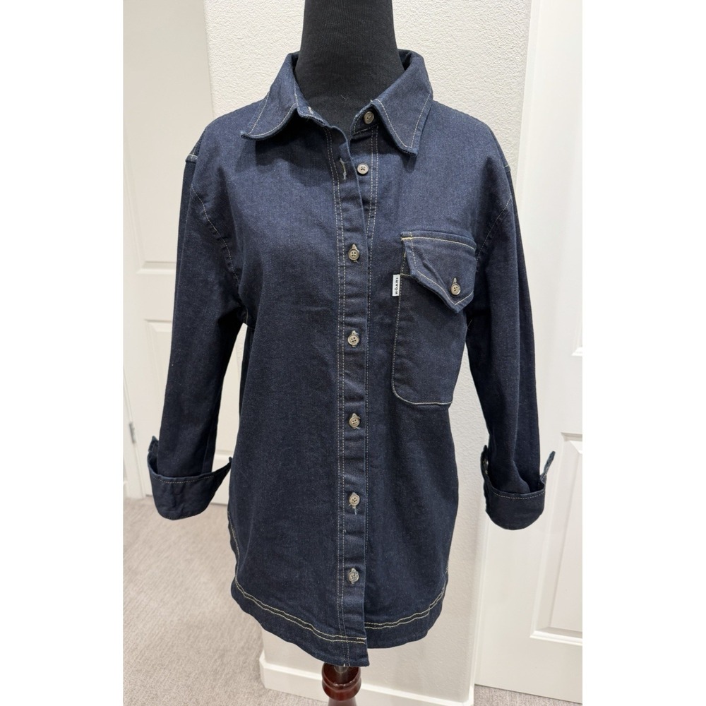 Roari Dark Denim Oversized Shirt 'Charlie' Shacket w/detail stitching XS USA